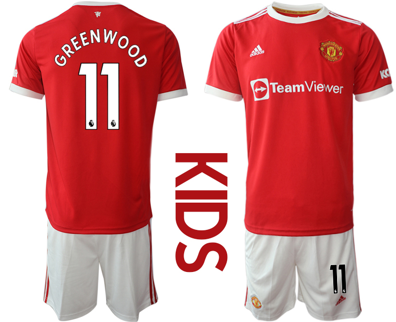 Youth 2021-2022 Club Manchester United home red #11 Soccer Jersey